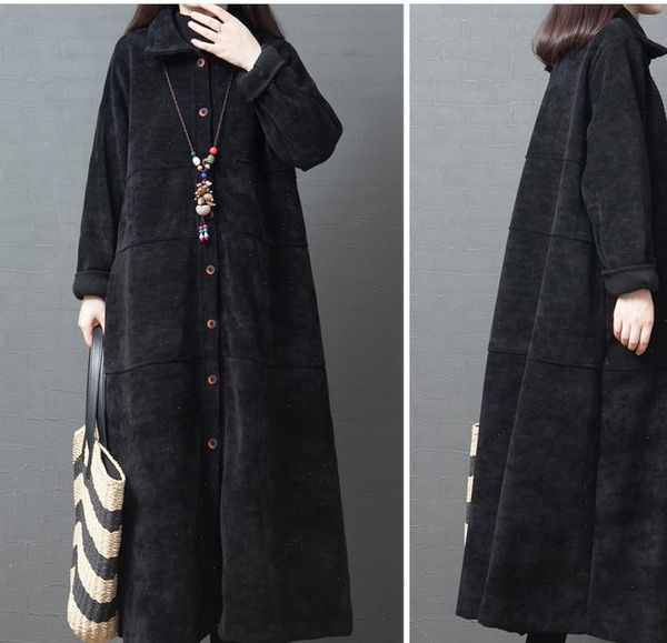 2021 new autumn winter long trench coats women vintage corduroy plus velvet korean loose large size long sleeve overcoats xa1131, Tan;black
2021 new autumn winter long trench coats women vintage corduroy plus velvet korean loose large size long sleeve overcoats xa1131, Tan;black