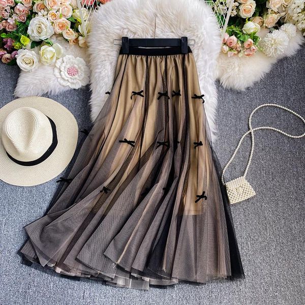 skirts 2021 autum winter temperament fashion bow decoration mesh skirt female high waist long c103, Black
skirts 2021 autum winter temperament fashion bow decoration mesh skirt female high waist long c103, Black