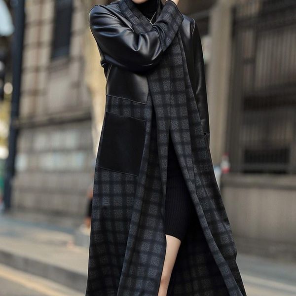 women's leather & faux genuine fashion jackets womens loose long natural sheepskin trench pockets spliced v-neck winter warm casual out, Black
women's leather & faux genuine fashion jackets womens loose long natural sheepskin trench pockets spliced v-neck winter warm casual out, Black