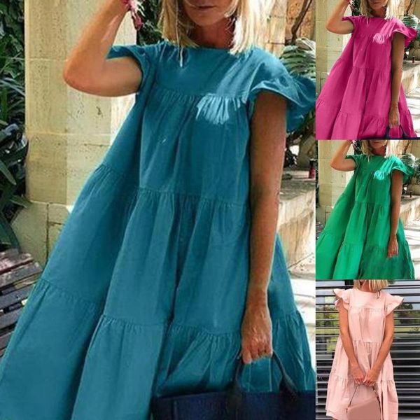 casual dresses summer elegant dress women round neck short sleeve solid color loose midi female vestidos clothing 2021, Black;gray
casual dresses summer elegant dress women round neck short sleeve solid color loose midi female vestidos clothing 2021, Black;gray