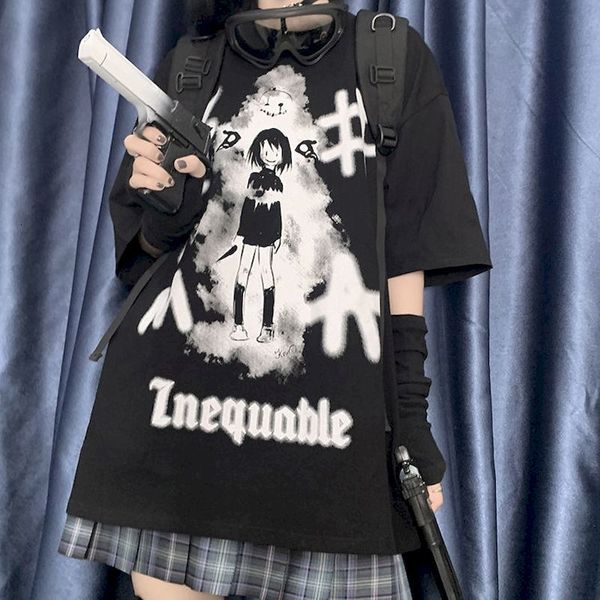 female short sleeve shirt in korean version of the dark college style graffiti japanese girl print loose t-shirt svvo, White
female short sleeve shirt in korean version of the dark college style graffiti japanese girl print loose t-shirt svvo, White