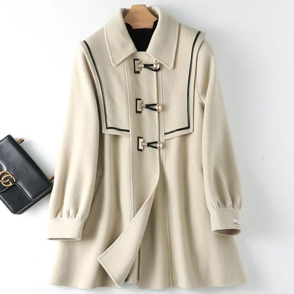 women's wool & blends autumn and winter clothing 2021 style western-style double-sided cashmere coat woolen all-match mid-leng, Black
women's wool & blends autumn and winter clothing 2021 style western-style double-sided cashmere coat woolen all-match mid-leng, Black