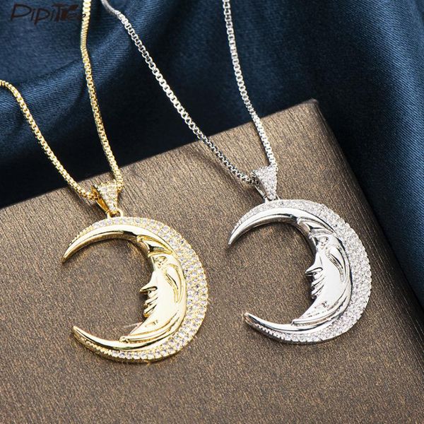 pendant necklaces pipitree trendy clear cubic zirconia moon charm necklace with face copper fashion chain for women punk jewelry, Silver
pendant necklaces pipitree trendy clear cubic zirconia moon charm necklace with face copper fashion chain for women punk jewelry, Silver