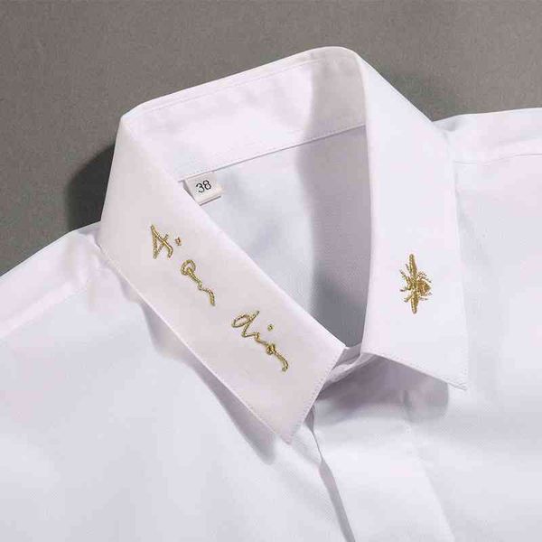 Autumn new bee embroidery signature fashion city simple long sleeve men's quality youth shirt2021, D6235 white
Autumn new bee embroidery signature fashion city simple long sleeve men's quality youth shirt2021, D6235 white