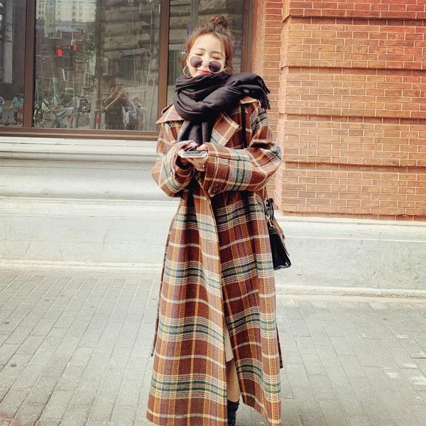 women's wool & blends autumn winter female jackets plaid woolen coats mid-length british oversized loose casual thicken warm womens abr, Black
women's wool & blends autumn winter female jackets plaid woolen coats mid-length british oversized loose casual thicken warm womens abr, Black