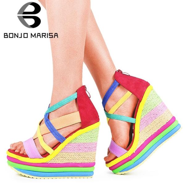 bonjomarisa plush size 43 female sandals zipper mixed color platform open toe sandals women wedges leisure casual shoes woman, Black
bonjomarisa plush size 43 female sandals zipper mixed color platform open toe sandals women wedges leisure casual shoes woman, Black