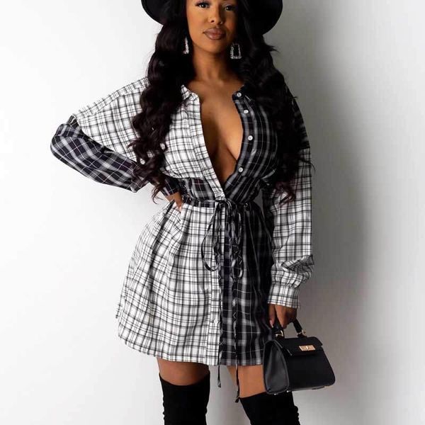 casual dresses colorblock patchwork long sleeve plaid shirt dress tight waist v neck women, Black;gray
casual dresses colorblock patchwork long sleeve plaid shirt dress tight waist v neck women, Black;gray