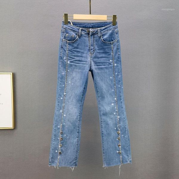 women's jeans 2021 summer high waist female rhinestone elastic trousers thin straight-leg pants students jean denim, Blue
women's jeans 2021 summer high waist female rhinestone elastic trousers thin straight-leg pants students jean denim, Blue