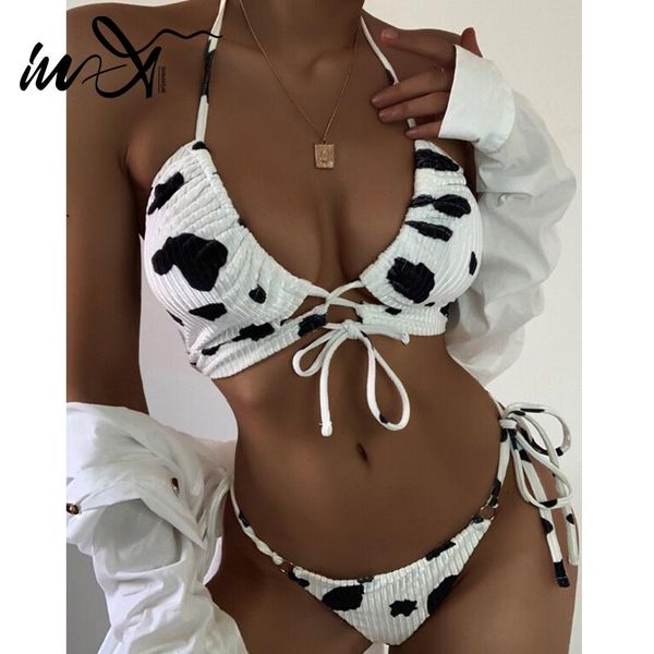 in-x retro cow print swimsuit women push up bikinis 2021 mujer ribbed swimwear women swimsuit large size bathing suit new, White;black
in-x retro cow print swimsuit women push up bikinis 2021 mujer ribbed swimwear women swimsuit large size bathing suit new, White;black