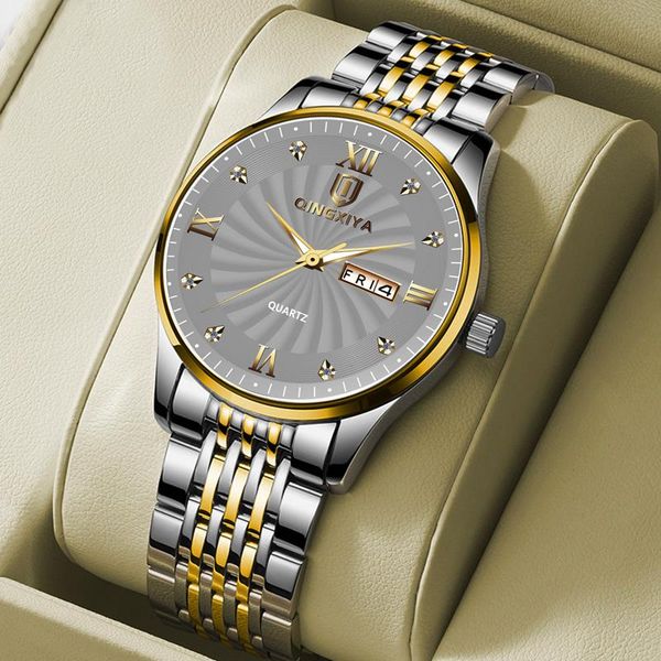 wristwatches qingxiya mens watches business waterproof date clock full steel men quartz wrist watch relogio masculino, Slivery;brown
wristwatches qingxiya mens watches business waterproof date clock full steel men quartz wrist watch relogio masculino, Slivery;brown