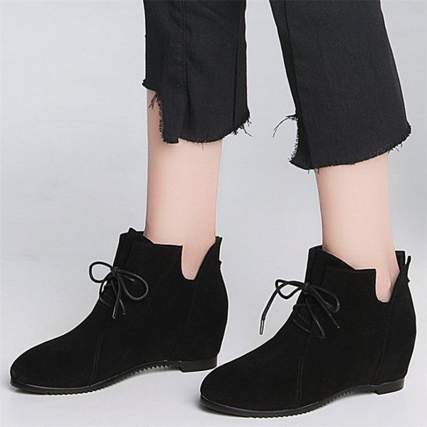 boots 2021 casual shoes women lace up genuine leather hidden wedge ankle female round toe party platform pumps chic, Black
boots 2021 casual shoes women lace up genuine leather hidden wedge ankle female round toe party platform pumps chic, Black