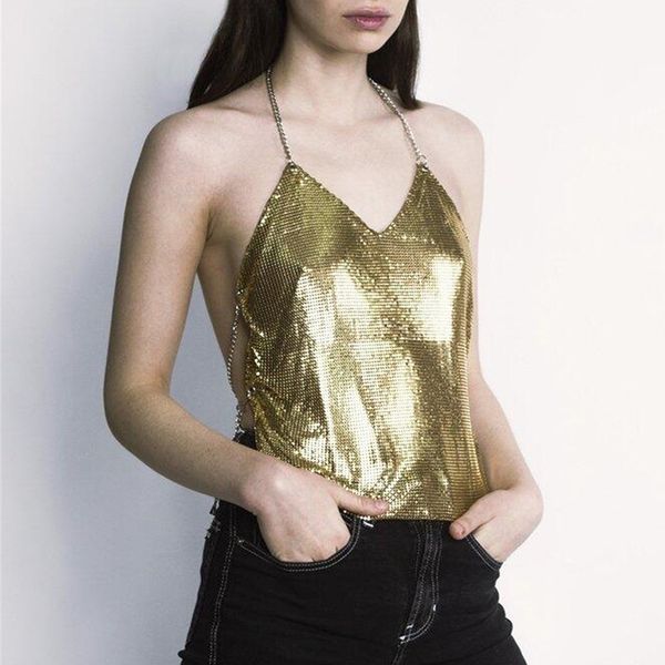 halter shiny sequined camis women low neckline backless metal chain patchwork crop clubwear chic camisole lady 4hau, White
halter shiny sequined camis women low neckline backless metal chain patchwork crop clubwear chic camisole lady 4hau, White