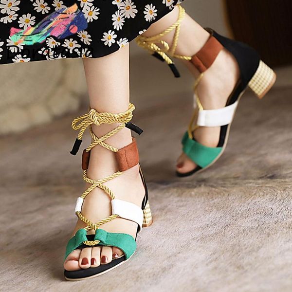 sandals doratasia vintage women mixed color lace up open toe shoes chunky heel casual leisure comfy summer, Black 
sandals doratasia vintage women mixed color lace up open toe shoes chunky heel casual leisure comfy summer, Black