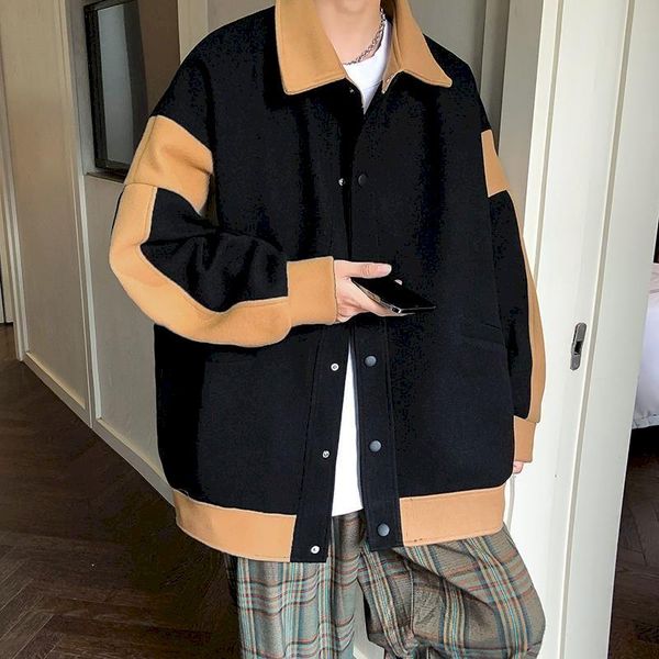 men's jackets winter jacket men woolen coat stitching short thickened autumn hong kong trend lapel streetwear couple women clothes, Black;brown
men's jackets winter jacket men woolen coat stitching short thickened autumn hong kong trend lapel streetwear couple women clothes, Black;brown