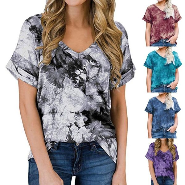 women summer fashion tie-dye short mouw v-neck t-shirt casual ropa mujer clothing shop, White
women summer fashion tie-dye short mouw v-neck t-shirt casual ropa mujer clothing shop, White