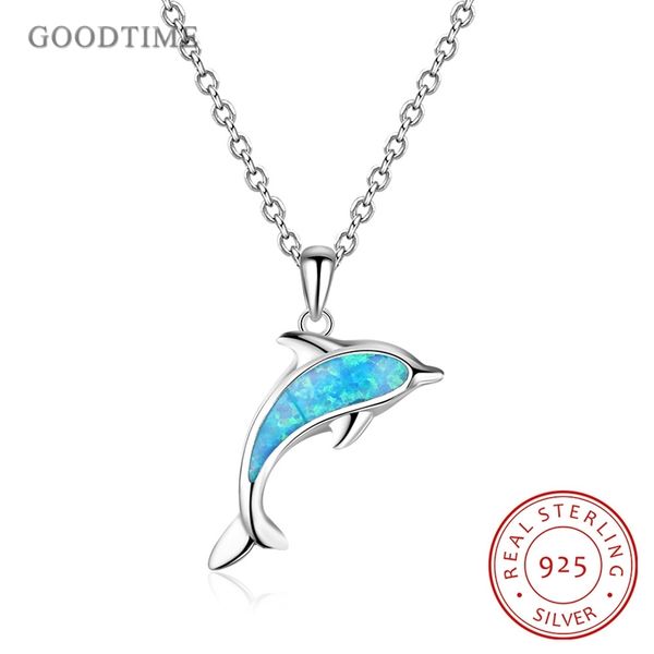 fashion necklace pure 925 sterling silver blue opal dolphin pendant necklaces for women girl jewelry accessories christmas gifts q0531
fashion necklace pure 925 sterling silver blue opal dolphin pendant necklaces for women girl jewelry accessories christmas gifts q0531