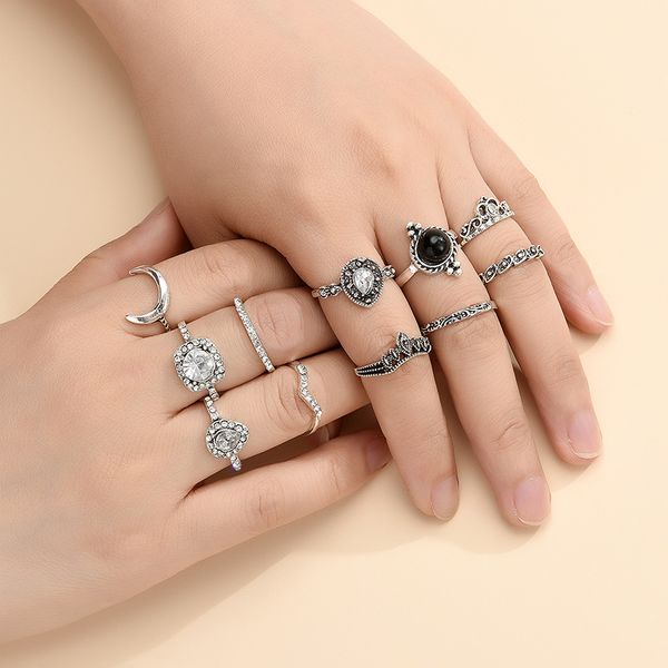 11pcs /set gothic metal ring various styles black pearl crystal rhinestone boho style knuckle joint rings women jewelry gift, Silver
11pcs /set gothic metal ring various styles black pearl crystal rhinestone boho style knuckle joint rings women jewelry gift, Silver