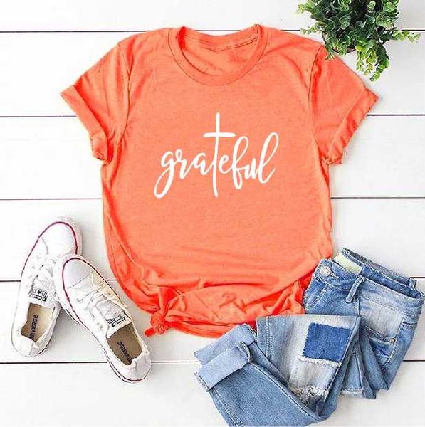 women's t-shirt women greatful shirt christian tees for tshirt inspirational tee cotton material, White
women's t-shirt women greatful shirt christian tees for tshirt inspirational tee cotton material, White