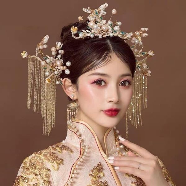 hair clips & barrettes bride retro chinese style ornaments tassel women wedding headdress earrings set han clothing accessories, Golden;silver
hair clips & barrettes bride retro chinese style ornaments tassel women wedding headdress earrings set han clothing accessories, Golden;silver