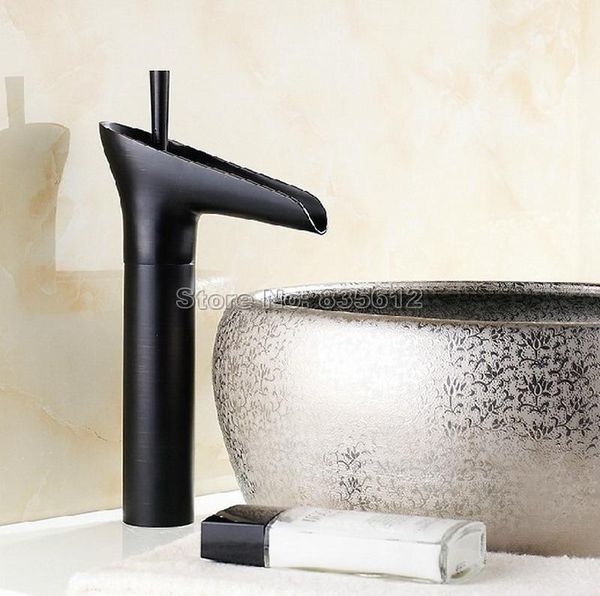 bathroom sink faucets black oil rubbed brass deck mounted waterfall style basin faucet single handle vessel mixer taps whg036
bathroom sink faucets black oil rubbed brass deck mounted waterfall style basin faucet single handle vessel mixer taps whg036