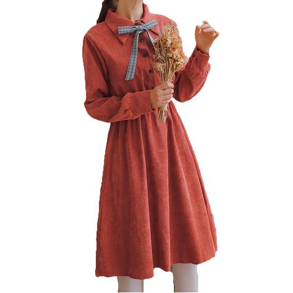 casual dresses 2021 spring autumn corduroy dress women vintage long sleeve french eustoma girls student midi g125, Black;gray
casual dresses 2021 spring autumn corduroy dress women vintage long sleeve french eustoma girls student midi g125, Black;gray