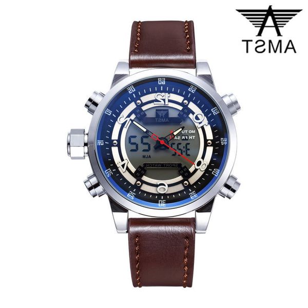 amst waterproof led movement quartz sports mechanical men's watch am, Slivery;brown
amst waterproof led movement quartz sports mechanical men's watch am, Slivery;brown