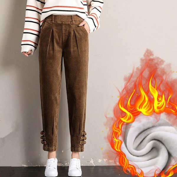 women's pants & capris high waist corduroy autumn winter harem women casual plus velvet pantalones mujer warm ladies trousers c5970, Black;white
women's pants & capris high waist corduroy autumn winter harem women casual plus velvet pantalones mujer warm ladies trousers c5970, Black;white