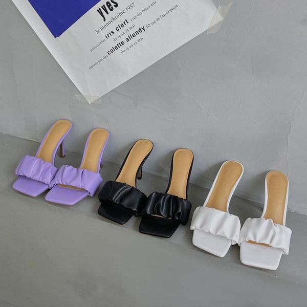 slippers 2021 women slipper fashion brand ladies pleated summer sandal shoes thin high heel open toe slip on slides flip flop, Black
slippers 2021 women slipper fashion brand ladies pleated summer sandal shoes thin high heel open toe slip on slides flip flop, Black