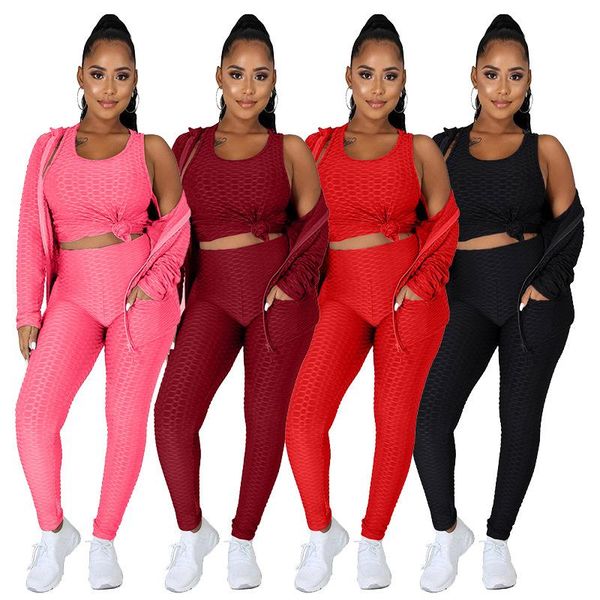solid gym yoga 3pcs suit fitness tracksuit sports jacquard tank jacket pants set fashion workout sportswear suit gym outfit, White;red
solid gym yoga 3pcs suit fitness tracksuit sports jacquard tank jacket pants set fashion workout sportswear suit gym outfit, White;red