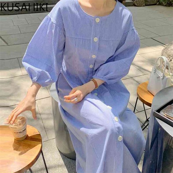 chic korean stripe woman dress causal lantern sleeve single breasted o-neck vestidos femme dresses 6h511 210603, Black;gray
chic korean stripe woman dress causal lantern sleeve single breasted o-neck vestidos femme dresses 6h511 210603, Black;gray