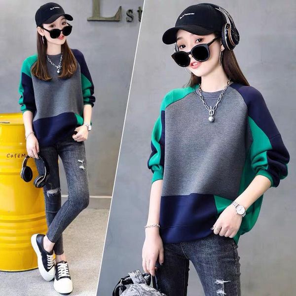 women's hoodies & sweatshirts cotton sweater 2021 autumn and winter korean version of loose large size lazy wind stitching round neck j, Black
women's hoodies & sweatshirts cotton sweater 2021 autumn and winter korean version of loose large size lazy wind stitching round neck j, Black