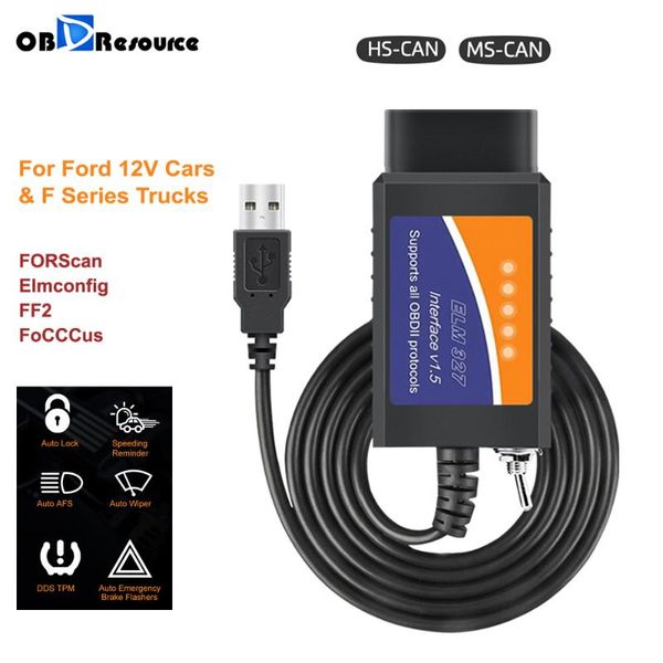 code readers & scan tools elm 327 v1.5 usb elm327 switch for forscan elmconfig reader obd2 scanner pic18f25k80 car diagnostic tool hs c
