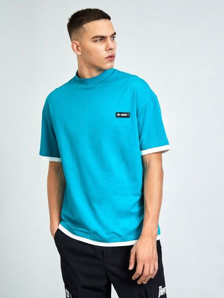 men patched detail 2 in 1 tee n17a#, White;black