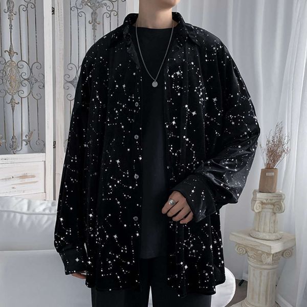 chaopai spring 2021 new men's long sleeve fashion star print shirt loose couple inch coat, White;black
chaopai spring 2021 new men's long sleeve fashion star print shirt loose couple inch coat, White;black