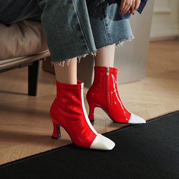 boots 2021 winter basic women's genuine leather mixed colors high-heeled square toe ankle for women red, Black
boots 2021 winter basic women's genuine leather mixed colors high-heeled square toe ankle for women red, Black