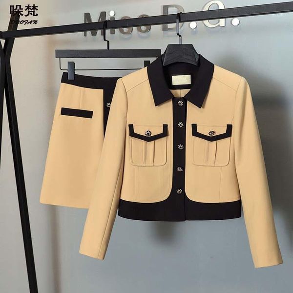 two piece dress duofan blazer and skirt set turn-down collar elegant loose a-line knee-length mini patchwork chic female suit, White
two piece dress duofan blazer and skirt set turn-down collar elegant loose a-line knee-length mini patchwork chic female suit, White