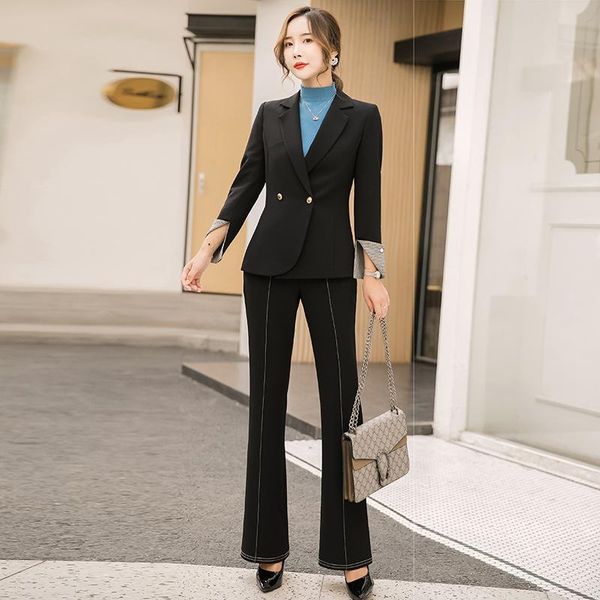 women's two piece pants suit temperament style fashionable ladies trousers professional wear office overalls, White
women's two piece pants suit temperament style fashionable ladies trousers professional wear office overalls, White