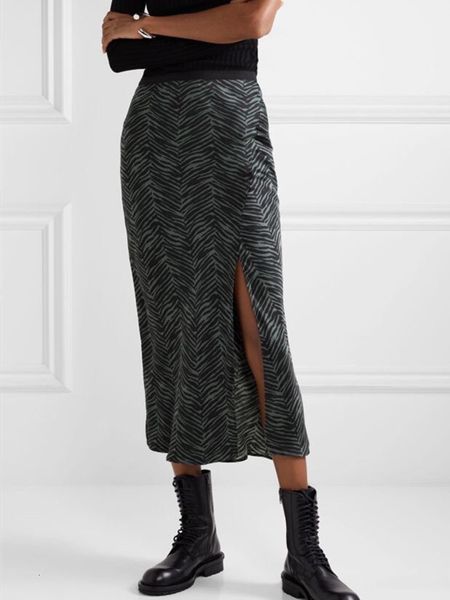 new 2021 spring summer women silk midi skirt twill stripes print lady split long skirts slim vtju, Black
new 2021 spring summer women silk midi skirt twill stripes print lady split long skirts slim vtju, Black