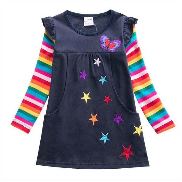 girls long sleeve star embroidered girl dress autumn style two pocket rainbow striped cotton lh5809, Red;yellow
girls long sleeve star embroidered girl dress autumn style two pocket rainbow striped cotton lh5809, Red;yellow