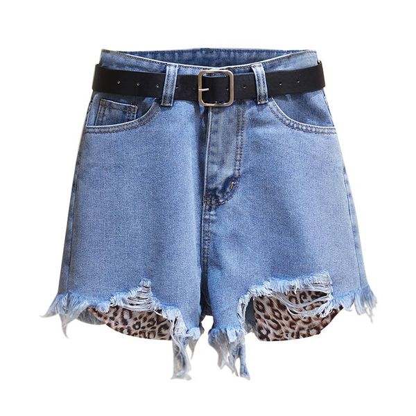 women's shorts fmfssom summer women high waist leopard print splicing jeans with belt casual female loose irregular blue denim short, White;black
women's shorts fmfssom summer women high waist leopard print splicing jeans with belt casual female loose irregular blue denim short, White;black