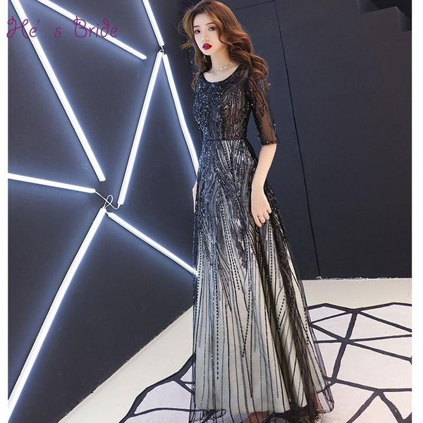 party dresses he's bride black sequined elegant evening dress half sleeves floor-length prom gown vestidos elegantes, White;black
party dresses he's bride black sequined elegant evening dress half sleeves floor-length prom gown vestidos elegantes, White;black
