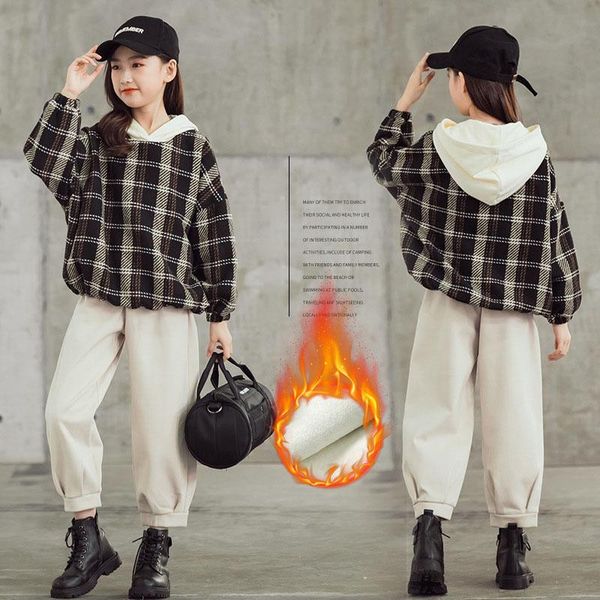 girls clothing set winter 2021 new fleece thicken children's plaid woolen pants turtleneck hoodie sport suit for girls tracksuit, White
girls clothing set winter 2021 new fleece thicken children's plaid woolen pants turtleneck hoodie sport suit for girls tracksuit, White