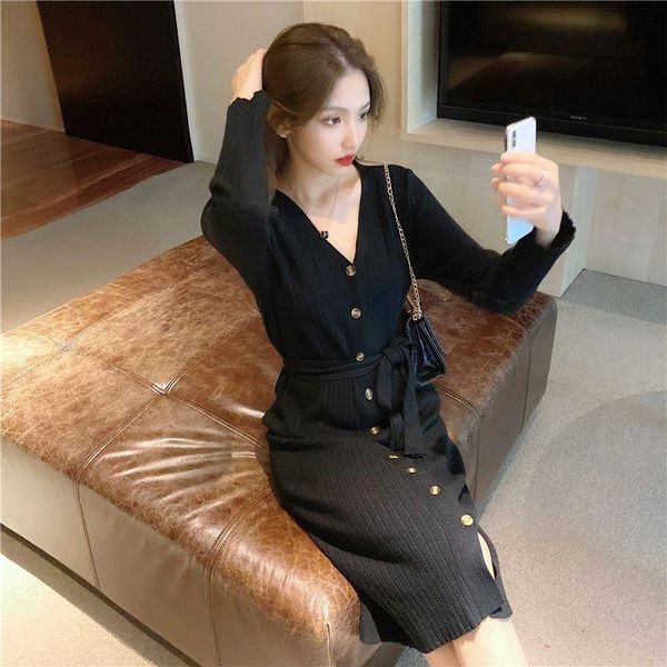 casual dresses coigarsam full sleeve women dress knitting v-neck black take ash 25209, Black;gray
casual dresses coigarsam full sleeve women dress knitting v-neck black take ash 25209, Black;gray