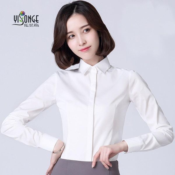 women's high-end elastic fiber cool business wash and wear long sleeve dress shirt business attire coverall lining, White;black
women's high-end elastic fiber cool business wash and wear long sleeve dress shirt business attire coverall lining, White;black