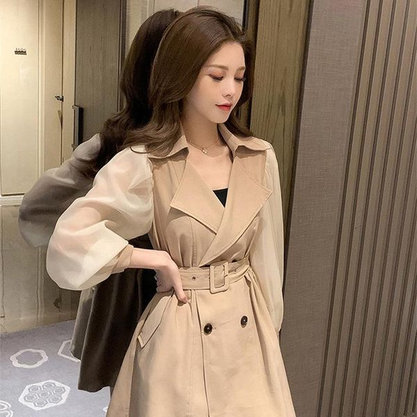 women's trench coats spring 2021 british style medium length windbreaker waist thin jacket, Tan;black
women's trench coats spring 2021 british style medium length windbreaker waist thin jacket, Tan;black