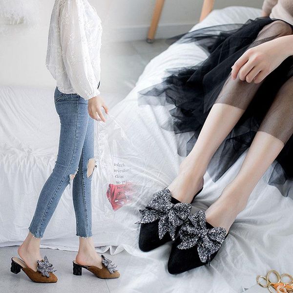 slippers 2022 women chunky heels 5.5 cm suede bing bow slingback sandals est closed pointed toe shoes female, Black
slippers 2022 women chunky heels 5.5 cm suede bing bow slingback sandals est closed pointed toe shoes female, Black