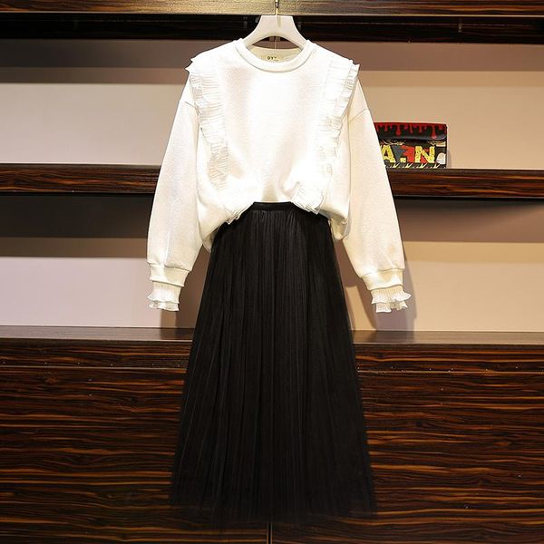 two piece dress large plus size 5xl skirt suit women sweatshirt+mesh tutu set female autumn winter thicken warm matching, White
two piece dress large plus size 5xl skirt suit women sweatshirt+mesh tutu set female autumn winter thicken warm matching, White