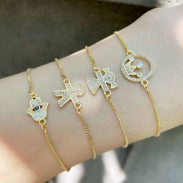 charm bracelets flola gold chain boy and girl copper zircon white stone crystal crown fatima hand bracelet jewelry for women brtd44, Golden;silver
charm bracelets flola gold chain boy and girl copper zircon white stone crystal crown fatima hand bracelet jewelry for women brtd44, Golden;silver
