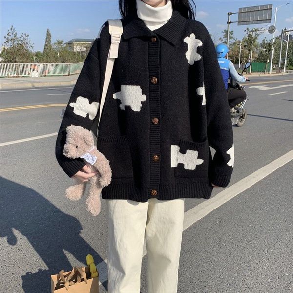 women's sweaters knitted sweater women's winter new korean youth loose thick lazy fashion age reduction polo collar long sleev, White;black
women's sweaters knitted sweater women's winter new korean youth loose thick lazy fashion age reduction polo collar long sleev, White;black