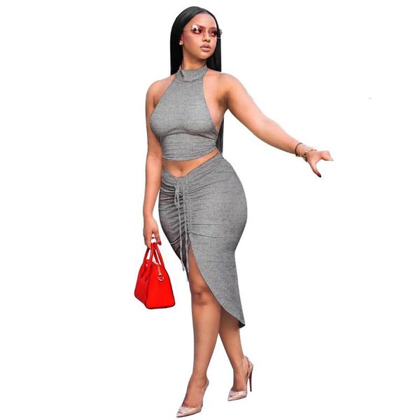 casual dresses arrival summer crop women dress bodycon solid elegant drawstring party two piece set midi, Black;gray
casual dresses arrival summer crop women dress bodycon solid elegant drawstring party two piece set midi, Black;gray